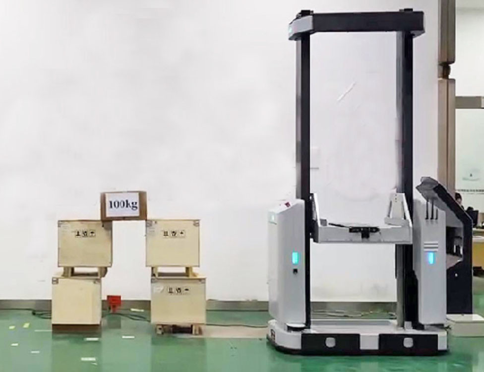 Teleskoplu çatal Pallet Kamyonu AGV Otomatik Yönlendirilmiş Araç Yan Çatal Tip 50KG-100KG