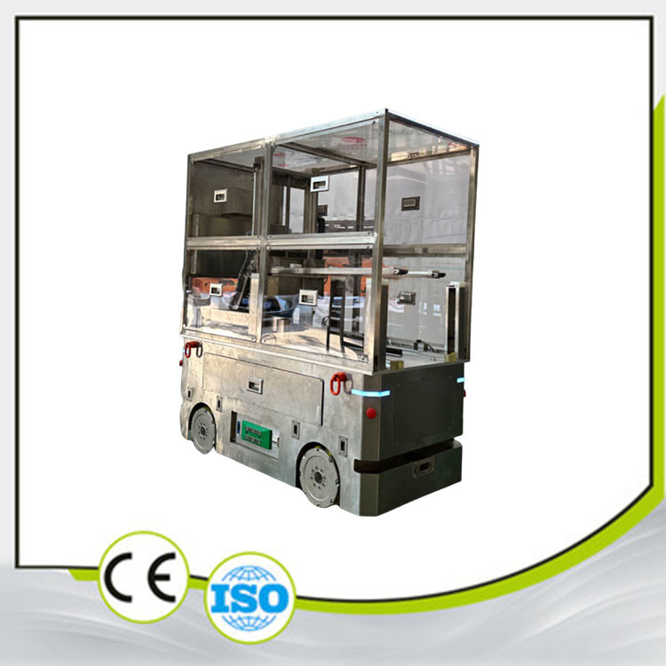50KG Yük AGV Otomatik Kılavuzlu Araç Tam Ön Hareketli Çatal Alıcılar LCD Paneller Tozsuz Çalışma Ortamı
