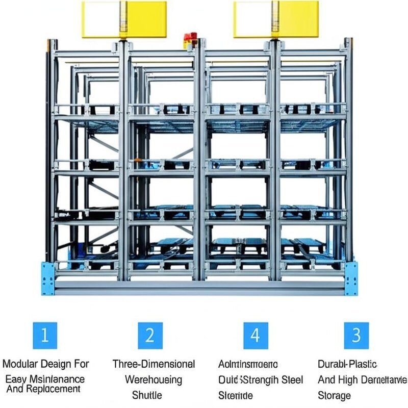 Modular Design Three-Dimensional Warehousing Shuttle With High Strength Steel Frame And High-Density Multi-Level Racks