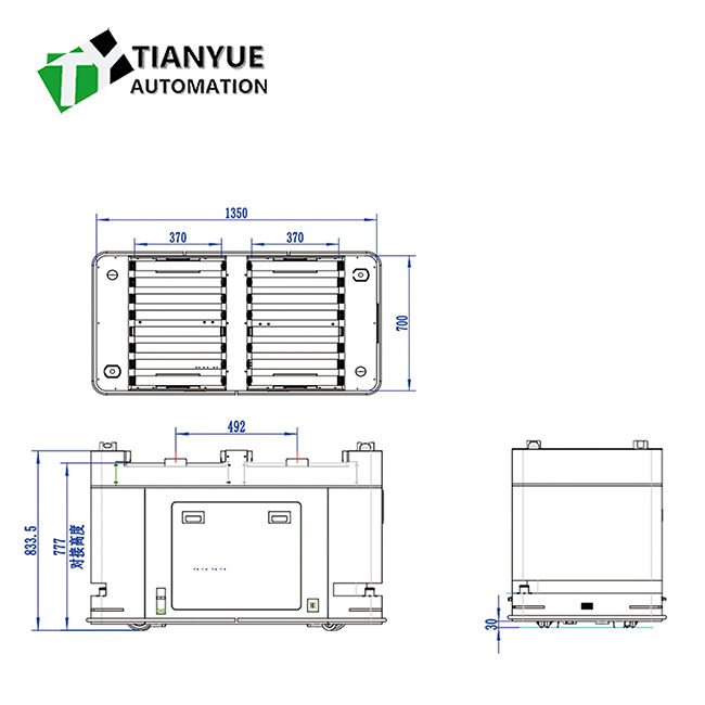 Roller-type Transfer AGV with ±10mm Navigation Accuracy, 100KG Load Capacity, and Customizable Dimensions