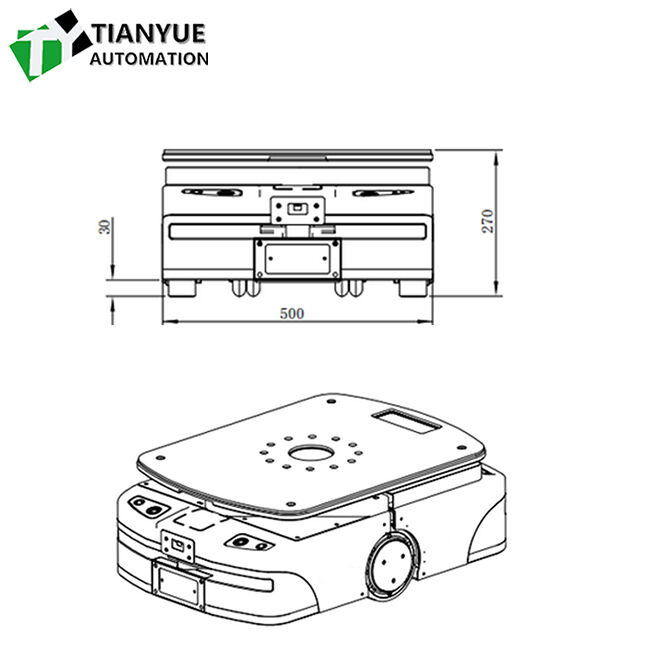 পলিউরেথেন টায়ার উপাদান শিল্প অটোমেশনের জন্য সার্ভো স্টিয়ারিং এবং ডুয়াল রুমার হুইল ড্রাইভ সহ অটোমেটেড গাইডেড যানবাহন