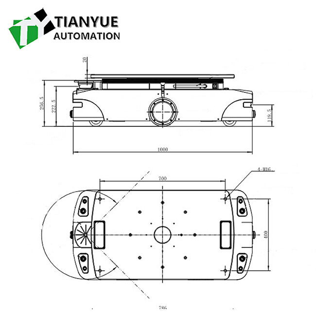 AGV de armazém interior com interface de comunicação WiFi 4G Ethernet, capacidade de carga de 600 kg e método de condução de quatro volantes
