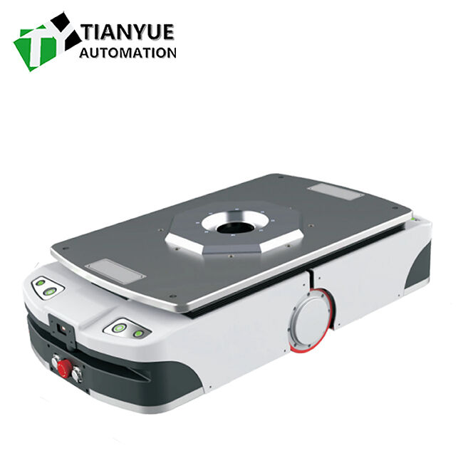 AGV de armazém interior com interface de comunicação WiFi 4G Ethernet, capacidade de carga de 600 kg e método de condução de quatro volantes