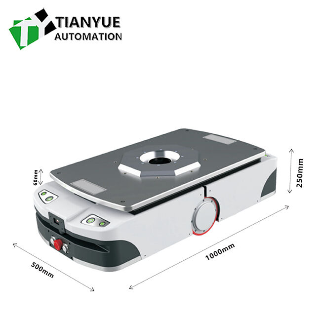 AGV de armazém interior com interface de comunicação WiFi 4G Ethernet, capacidade de carga de 600 kg e método de condução de quatro volantes