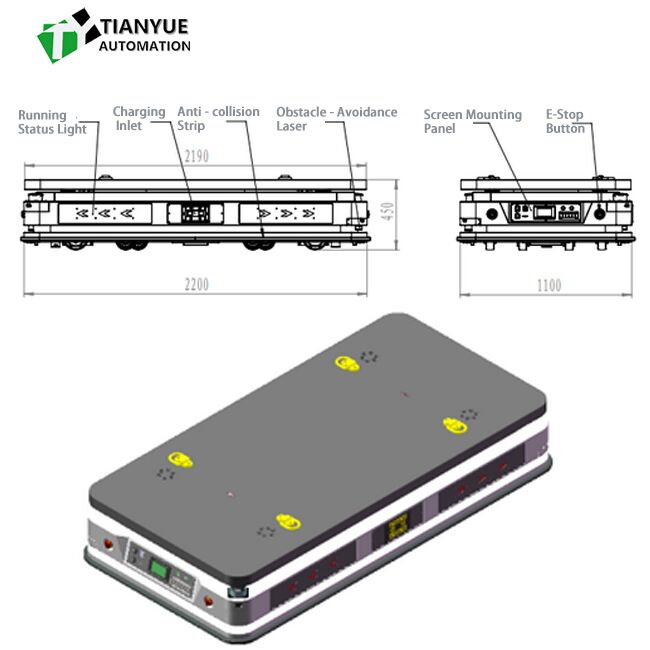 SLAM Navigation AGV Automated Guided Vehicle with 5000KG Load Capacity and Automatic Return To Charge for Industrial Transport