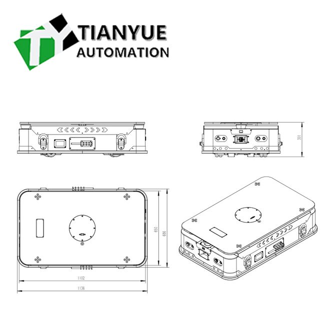 8 Hours Batterylife AGV Automated Guided Vehicle with Differential Drive and 550mm Rotation Radius for Industrial Transport