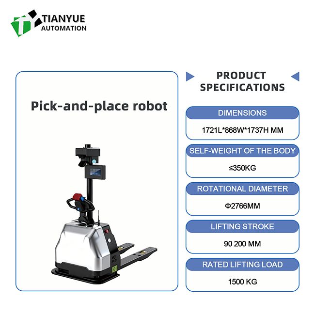 Intelligent Unmanned Forklift with 1.4m Turning Radius, 1500KG Rated Load, and LiDAR Vision SLAM Navigation for Heavy Duty Warehouse Handling